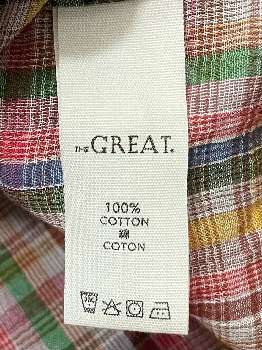 The Great Button-Up Plaid Shirt Women's Blouse Colorful 100% Cotton Size 2 - Picture 3 of 10